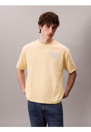 Camiseta Amarilla Holgada Con Logo Gráfico Con Letras Calvin Klein