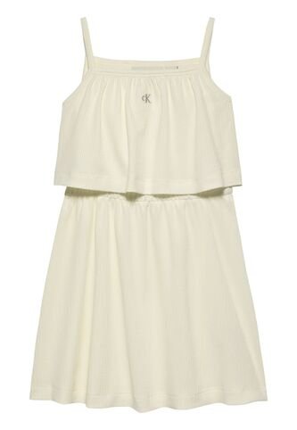 Vestido Blanco Texturizado De Tirantes Y Capas Calvin Klein Calvin Klein