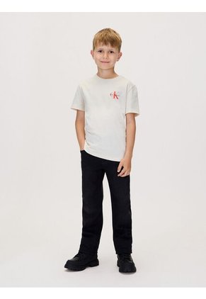 Camiseta Blanca Infantil Con Monograma Calvin Klein