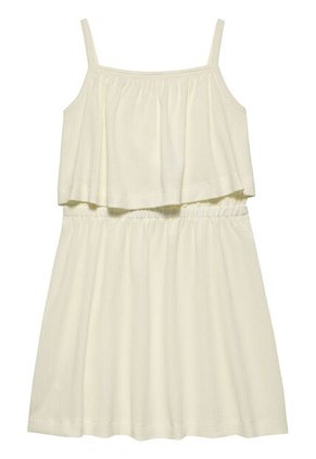 Vestido Blanco Texturizado De Tirantes Y Capas Calvin Klein