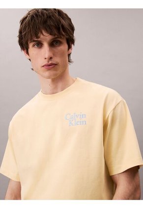 Camiseta Amarilla Holgada Con Logo Gráfico Con Letras Calvin Klein
