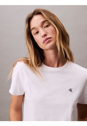 Camiseta Blanca De Algodón Con Logo De Archivo Calvin Klein
