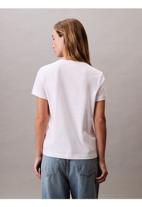 Camiseta Blanca De Algodón Con Logo De Archivo Calvin Klein