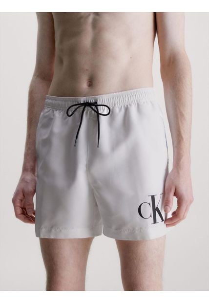 Bermuda Blanco De Largo Medio Con Cordón - Ck Monogram Calvin Klein