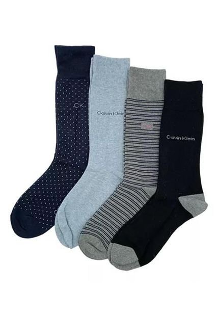 Pack De 4 Medias Largas Azul Para Hombre Calvin Klein