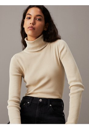 Saco Gris Tejido Slim De Cuello Alto De Canalé Calvin Klein