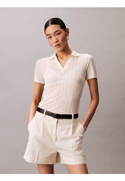 Polo Beige De Punto Pointelle Calvin Klein