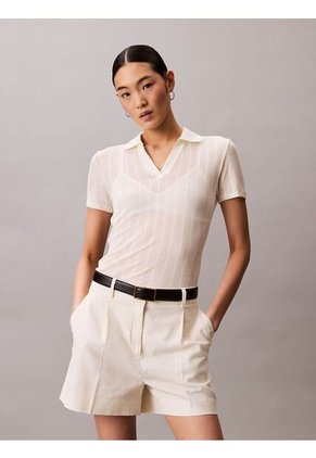 Polo Beige De Punto Pointelle Calvin Klein