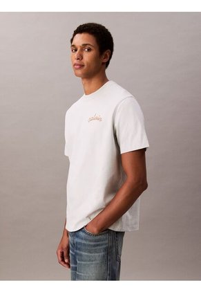 Camiseta Blanca Con Logo Bordado Calvin Klein