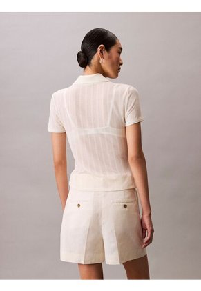 Polo Beige De Punto Pointelle Calvin Klein