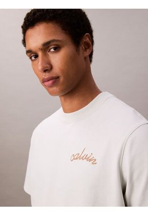 Camiseta Blanca Con Logo Bordado Calvin Klein