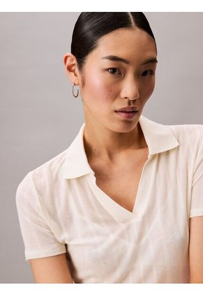 Polo Beige De Punto Pointelle Calvin Klein
