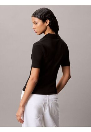 Polo Negro Con Insignia Calvin Klein