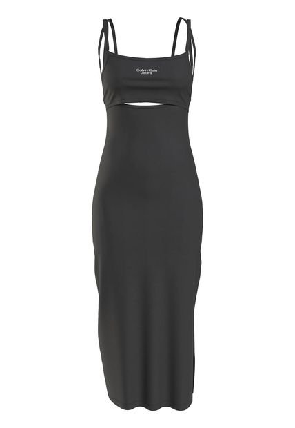 Vestido Negro Midi A Capas Con Tirantes Calvin Klein