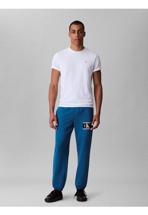 Pantalón Azul De Felpa Con Logotipo Calvin Klein