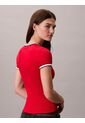 Camiseta Roja Baby Fit De Manga Corta En Canalé Calvin Klein de Calvin Klein