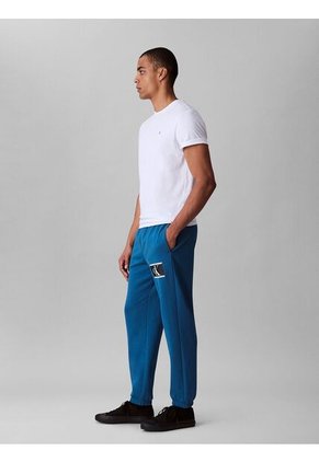 Pantalón Azul De Felpa Con Logotipo Calvin Klein