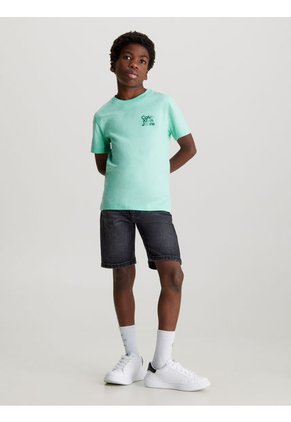 Camiseta Azul Con Logo En El Pecho Para Niño Calvin Klein