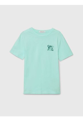 Camiseta Azul Con Logo En El Pecho Para Niño Calvin Klein