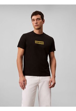 Camiseta Negra Con Box Logo Calvin Klein
