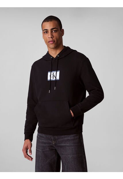 Buzo Negro De Felpa Con Monograma Calvin Klein