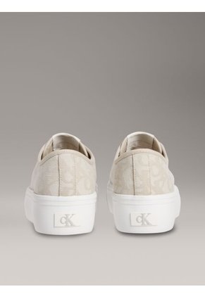 Tenis Beige De Plataforma De Jacquard Con Logo Calvin Klein