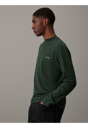 Camiseta Verde Oscuro De Manga Larga Con Cuello Perkins Calvin Klein