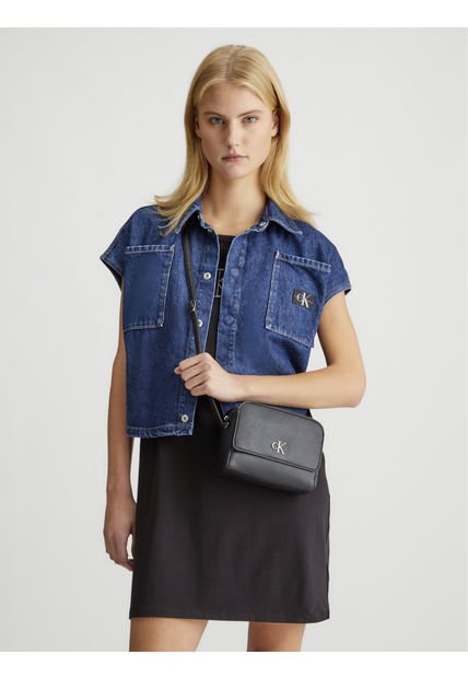 Bolso Negro Cruzado Minimal Monogram Calvin Klein
