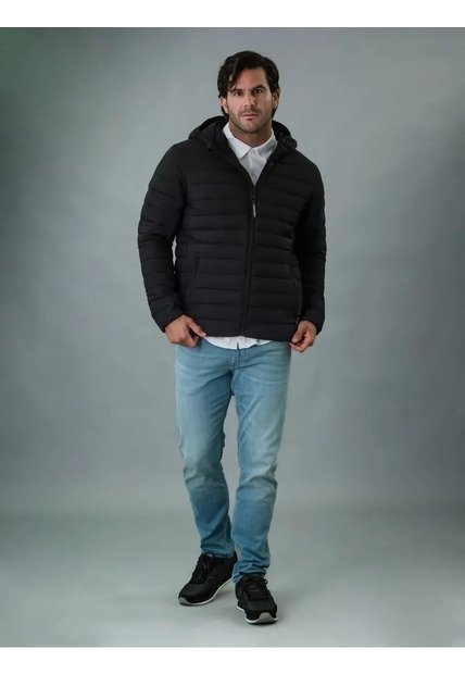 Chaqueta Negra Acolchada Con Capota Para Hombre Calvin Klein