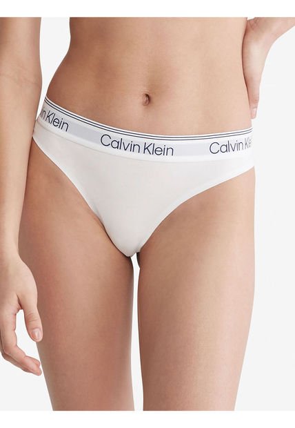 Tanga Con Logo Mujer Blanco Calvin Klein