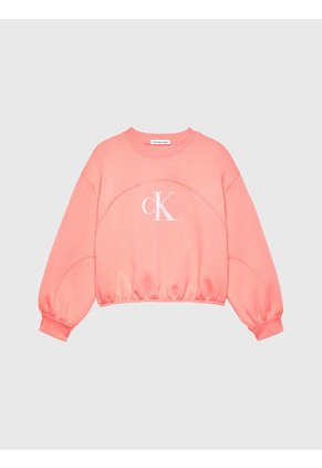 Suéter Rosado Boxy Con Monograma Para Niña Calvin Klein