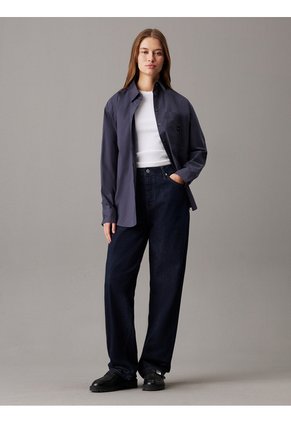 Camisa Azul Holgada De Popelín De Algodón Calvin Klein