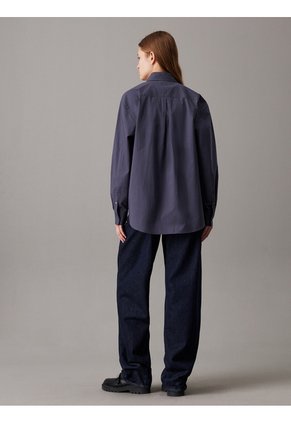 Camisa Azul Holgada De Popelín De Algodón Calvin Klein