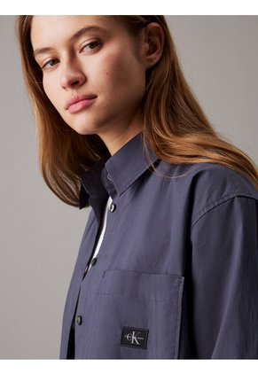 Camisa Azul Holgada De Popelín De Algodón Calvin Klein