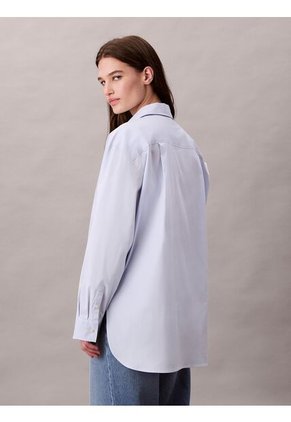 Camisa Celeste Relaxed De Popelina Calvin Klein