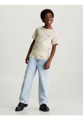 Camiseta Verde Con Logo Apilado Para Niño Calvin Klein