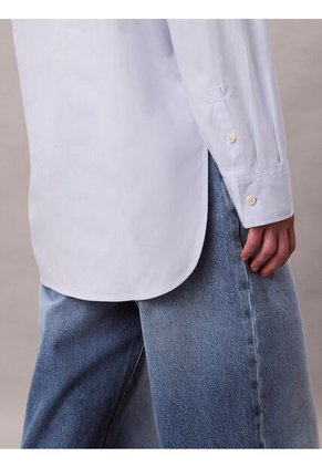 Camisa Celeste Relaxed De Popelina Calvin Klein