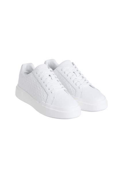 Tenis Blanco Con Suela Gruesa Y Estampado De Monograma En Relieve Calvin Klein