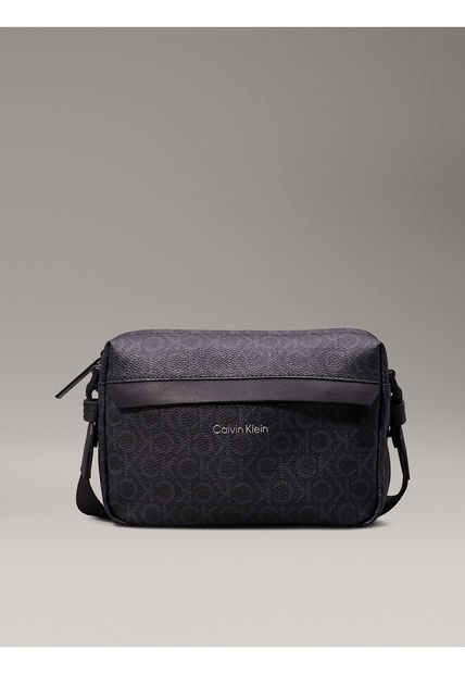 Bolso Negro Cruzado Con Logo Calvin Klein