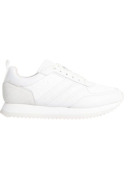 Tenis Blanco Runner De Cuero Y Monograma Calvin Klein