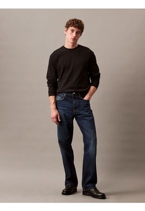 Camiseta Negra De Manga Larga Con Textura Ligera Calvin Klein