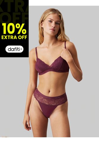 Tanga Vinotinto De Cintura Alta Con Diseño De Encaje Calvin Klein Calvin Klein