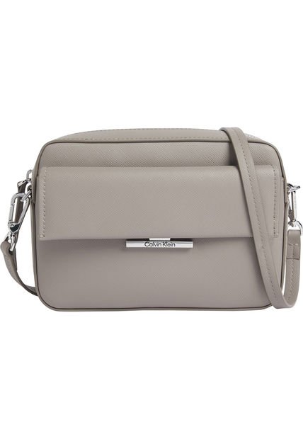 Bolso Gris Cruzado Saffiano Calvin Klein