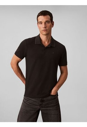 Polo Negro De Manga Corta En Tejido Piqué Calvin Klein