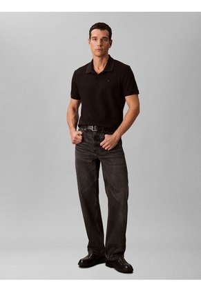 Polo Negro De Manga Corta En Tejido Piqué Calvin Klein
