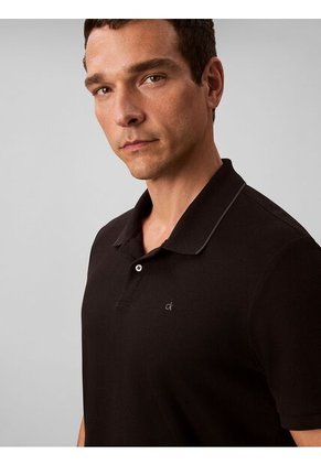 Polo Negro De Manga Corta En Tejido Piqué Calvin Klein