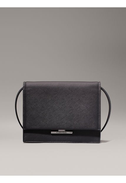 Bolso Negro Cruzado Saffiano Calvin Klein