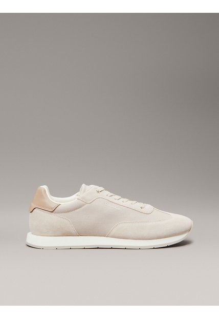 Tenis Beige De Perfil Bajo De Ante Calvin Klein
