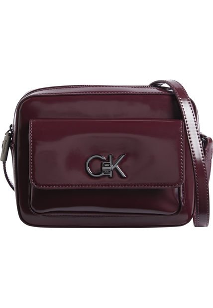 Bolso Rojo Re-lock Con Acabado Brillante Calvin Klein