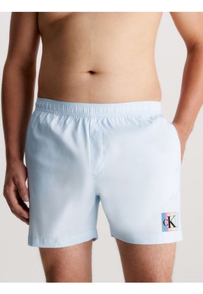 Bermuda De Baño Celeste De Largo Medio Con Cordón Calvin Klein